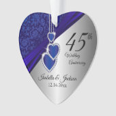 45e Sapphire Wedding Jubileum Keepslag Ornament (voorkant)
