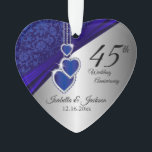 45e Sapphire Wedding Jubileum Keepslag Ornament<br><div class="desc">🥇 EEN ORIGINEEL KOPYRIGHT ART ONTWERP VAN Donna Siegrist ALLEEN BESCHIKBAAR OP ZAZZLE! 45e Sapphire Wedding Jubileum Keepomwille Design Ornament klaar om u te personaliseren. Kan ook worden gebruikt voor andere gelegenheden, zoals een verjaardag, vriendschap, geschenk, enz. door de tekst te wijzigen Indien nodig kunt u de tekst verwijderen en...</div>