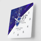 45e Sapphire Wedding Jubileum Keepslag Vierkante Klok (Hoek)