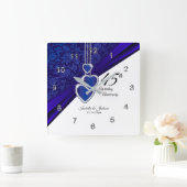 45e Sapphire Wedding Jubileum Keepslag Vierkante Klok (Huis)