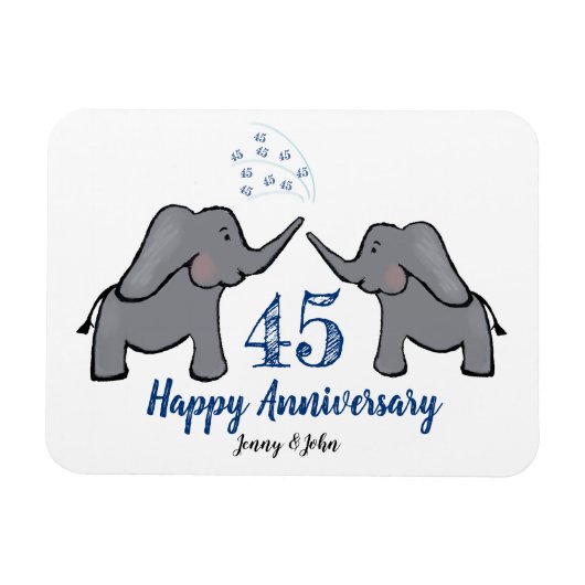 45e sappire trouwdag schattige olifant magneet (Horizontaal)