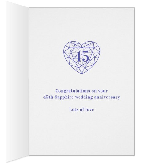 45e trouwdag 45 jaar met een liefdeskaart (Binnen (Rechts))