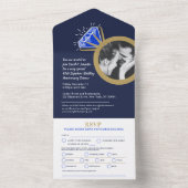 45e trouwdag diner saffieren ring maaltijd all in one uitnodiging (Binnen)