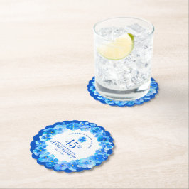 45e trouwdag feest sapphire blue pansy kartonnen onderzetters