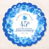 45e trouwdag feest sapphire blue pansy kartonnen onderzetters (Voorkant)