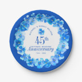 45e trouwdag feest sapphire blue pansy papieren bordje (Voorkant)