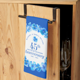 45e trouwdag feest sapphire blue pansy theedoek