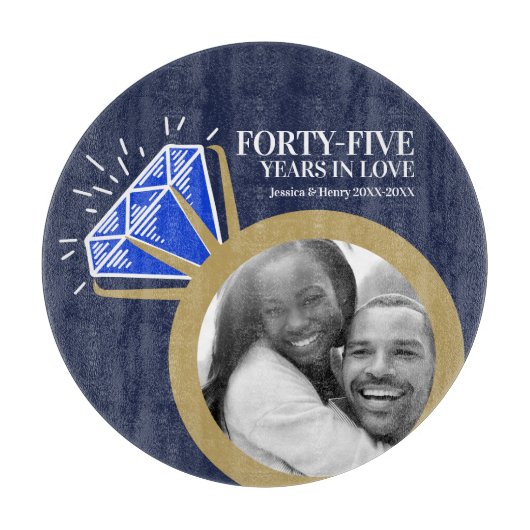 45e trouwdag feest sapphire snijplank (Voorkant)