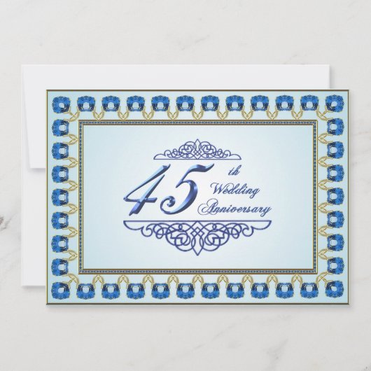 45e trouwdag gouden saffier blauw kaart (Voorkant)