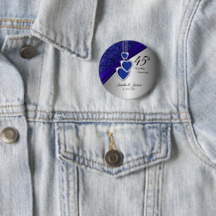 45e trouwdag ontwerp 2 ronde button 5,7 cm