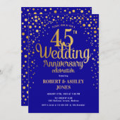 45e trouwdag - saffierblauw & goud kaart (Voorkant / Achterkant)