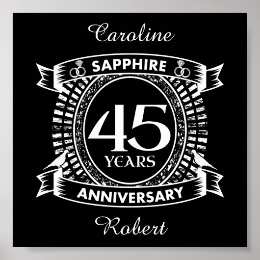 45e trouwdag sapphire crest poster (Voorkant)