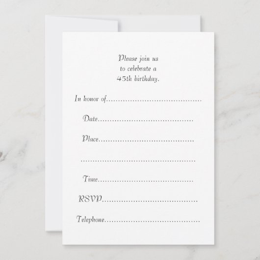 45e uitnodiging van de Partij van de Dag van de Za (Achterkant)