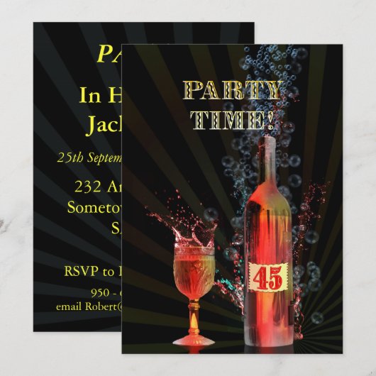 45e uitnodiging voor verjaardagsfeest (Voorkant / Achterkant)