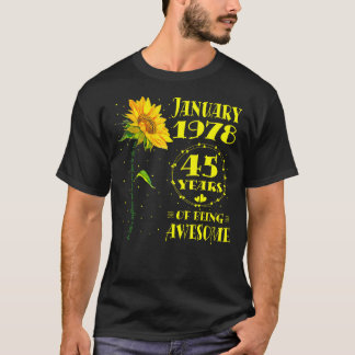 45e verjaardag 45 jaar oude zonnebloem geboren jan t-shirt