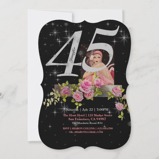 45e verjaardag Art Deco Design Birthday Kaart (Achterkant)