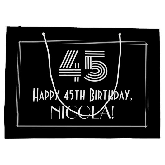 45e verjaardag — Art Deco geïnspireerd look "45" & Groot Cadeauzakje (Achterkant)