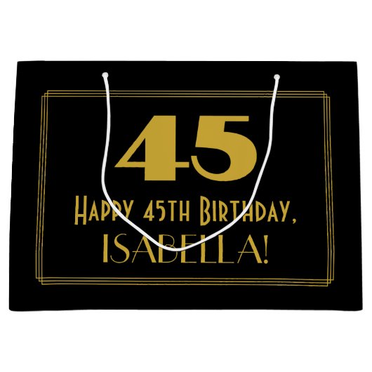 45e verjaardag — Art Deco geïnspireerd look "45" & Groot Cadeauzakje (Voorkant)