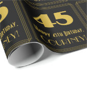 45e verjaardag - Art Deco geïnspireerde look "45"  Cadeaupapier (Rol Hoek)