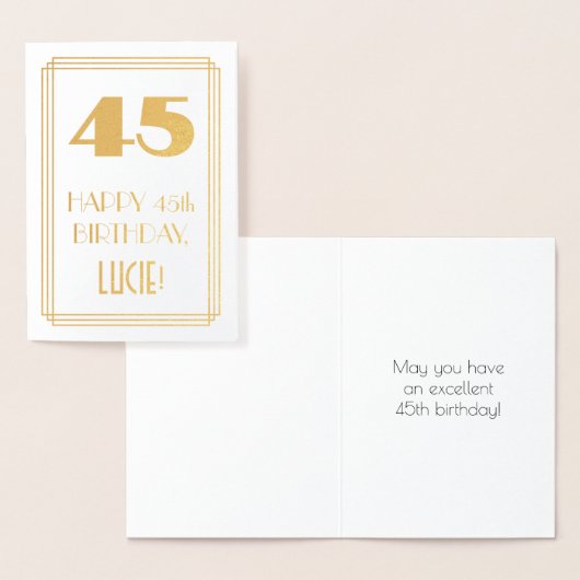 45e verjaardag: Art Deco Geïnspireerde look "45" e Folie Kaarten (Display)