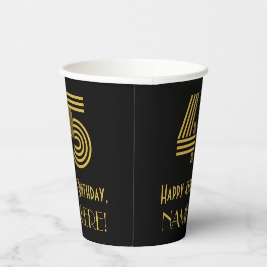 45e verjaardag: Art Deco Geïnspireerde look "45" e Papieren Bekers (Rechts)