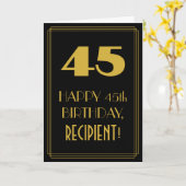 45e verjaardag ~ Art Deco geïnspireerde look "45"  Kaart (Gele Bloem)