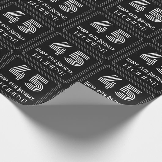 45e verjaardag: Art Deco Geïnspireerde look "45" m Cadeaupapier (Hoek)