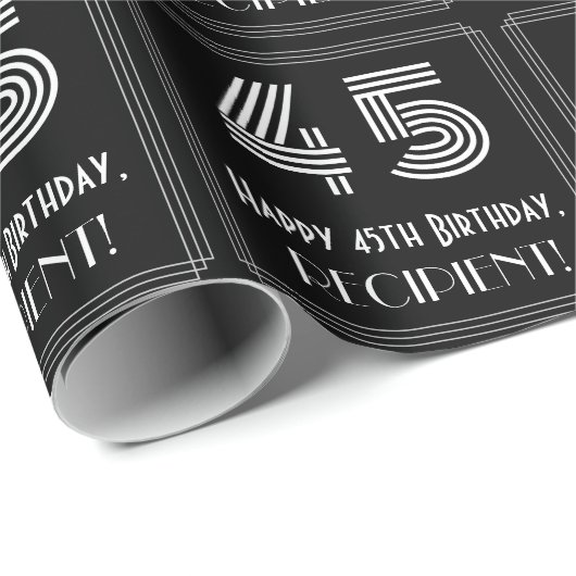 45e verjaardag: Art Deco Geïnspireerde look "45" m Cadeaupapier (Rol Hoek)