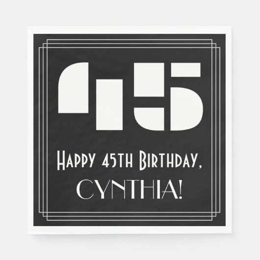 45e verjaardag: Art Deco Geïnspireerde look "45" + Servet (Voorkant)