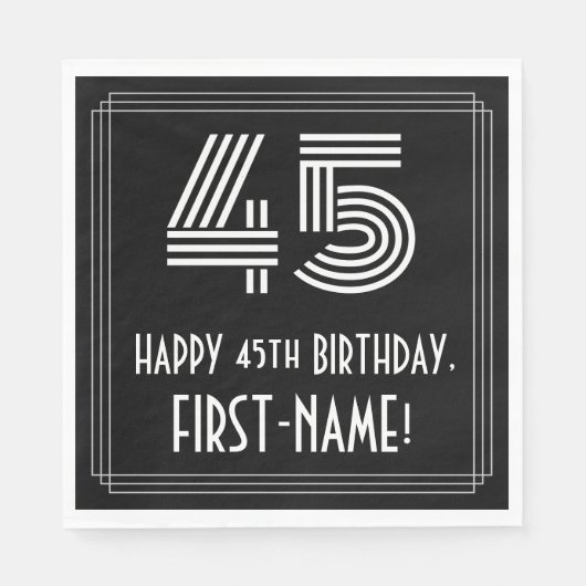 45e verjaardag: Art Deco Geïnspireerde look "45" + Servet (Voorkant)