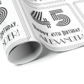 45e verjaardag: Art Deco geïnspireerde stijl "45"  Cadeaupapier (Rol Hoek)