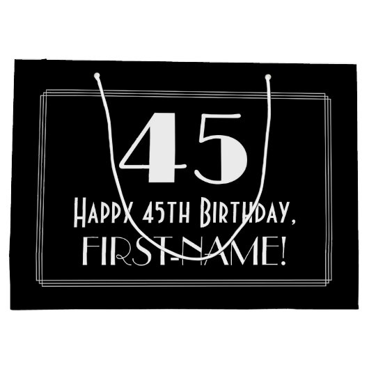 45e verjaardag: Art Deco geïnspireerde stijl "45", Groot Cadeauzakje (Achterkant)