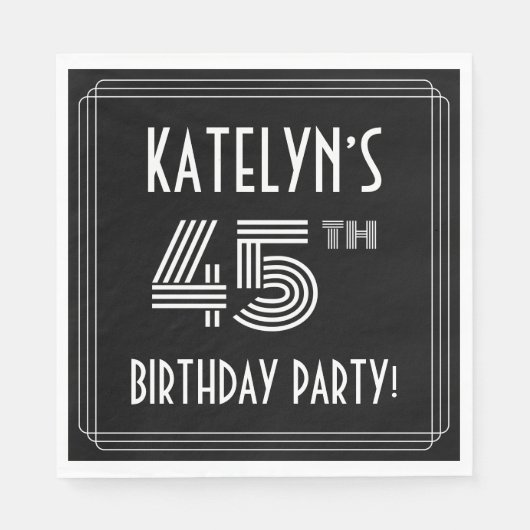 45e verjaardag: Art Deco Style + aangepaste naam Servet (Voorkant)