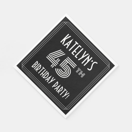 45e verjaardag: Art Deco Style + aangepaste naam Servet (Hoek)