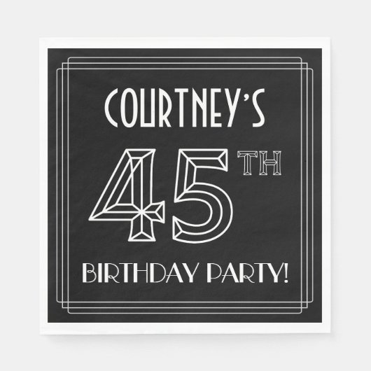 45e verjaardag: Art Deco Style + aangepaste naam Servet (Voorkant)