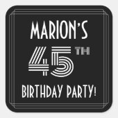 45e verjaardag: Art Deco Style en aangepaste naam Vierkante Sticker (Voorkant)