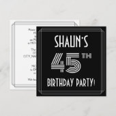 45e verjaardag: Art Deco Style met aangepaste naam Kaart (Voorkant / Achterkant)