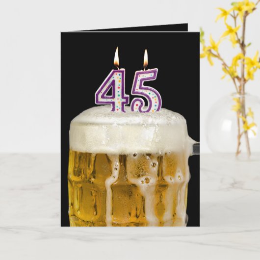 45e verjaardag Bier op zwart Kaart (Gele Bloem)