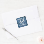 45e verjaardag Blauwe linen Hartelijk dank aan de  Vierkante Sticker (Envelop)