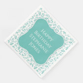 45e verjaardag Blauwgroen/wit patroon 45 Servet (Hoek)