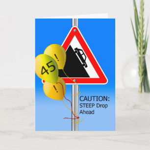 45e verjaardag boven het heuvelteken, waarschuwing kaart
