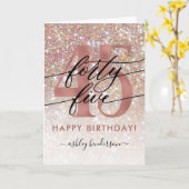 45e Verjaardag Chic Glitter Ombre Kaart (Gele Bloem)