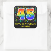 45e verjaardag: Colorful Music Symbols, Rainbow 45 Vierkante Sticker (Tas)