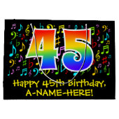 45e verjaardag - Colorful Music Symbols, Rainbow 4 Groot Cadeauzakje (Achterkant)