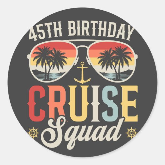 45E Verjaardag Cruise Squad Familie Matching Ronde Sticker (Voorkant)