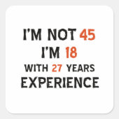 45e verjaardag design vierkante sticker (Voorkant)