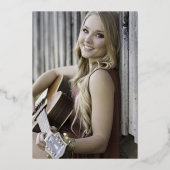 45e verjaardag drie foto's zacht roze en roos goud folie uitnodiging (Achterkant)