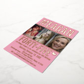 45e verjaardag drie foto's zacht roze en roos goud folie uitnodiging (Gedraaid)