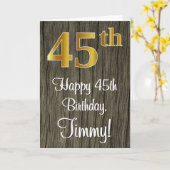 45e verjaardag: Elegant Faux Gold Look #, Faux Woo Kaart (Gele Bloem)