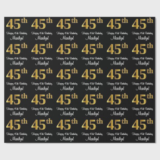 45e verjaardag: Elegant Luxe Faux Gold Look # Cadeaupapier (Vlak)